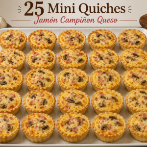 25 Mini Quiches Jamón Champiñon Queso