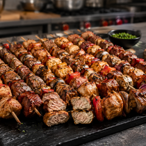 25 Brochetas Mixta Pollo Cerdo Vacuno