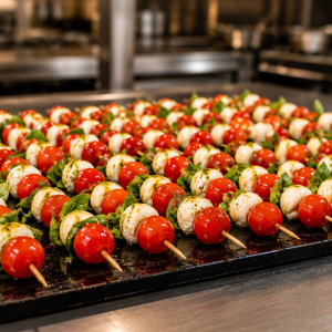 Brochetas Quesillo Tomate Cherry Albahaca (25 o 50 uni.)