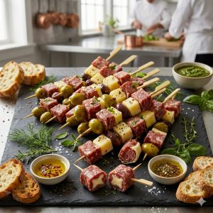 Brochetas Salame Queso Aceituna (25 o 50 uni.)